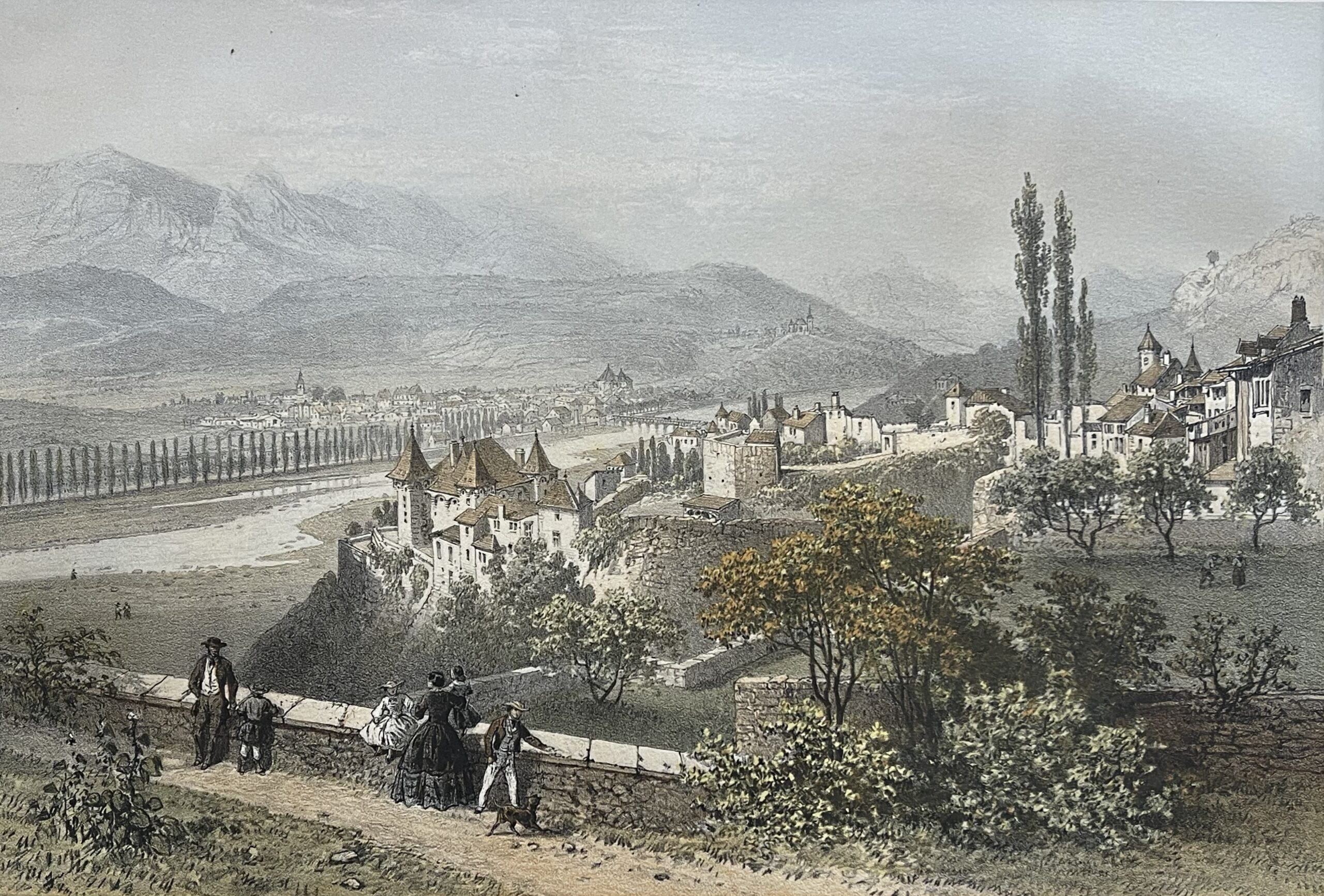 ALBERTVILLE & CONFLANS Savoie Antique Lithograph 1864 Félix Benoist French Alps