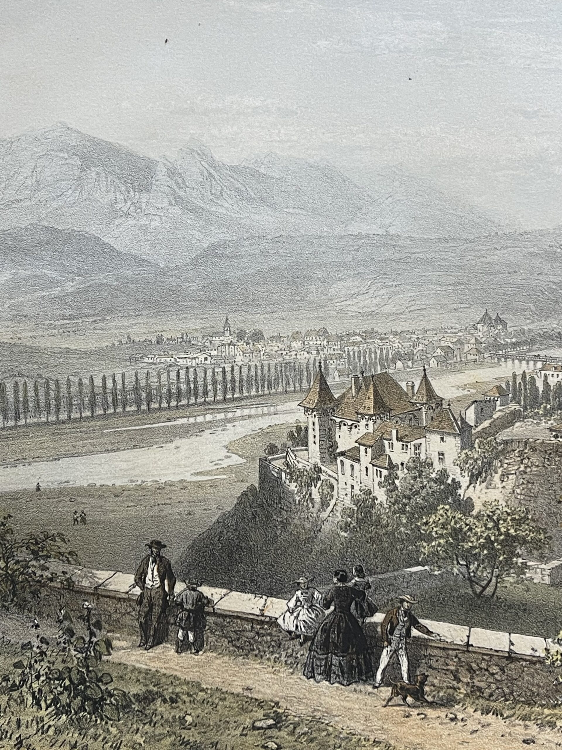 ALBERTVILLE & CONFLANS Savoie Antique Lithograph 1864 Félix Benoist French Alps – Image 3