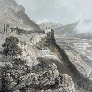 CHATEAU DE MIOLLANS Savoie Antique Lithograph 1864 Félix Benoist French Alps