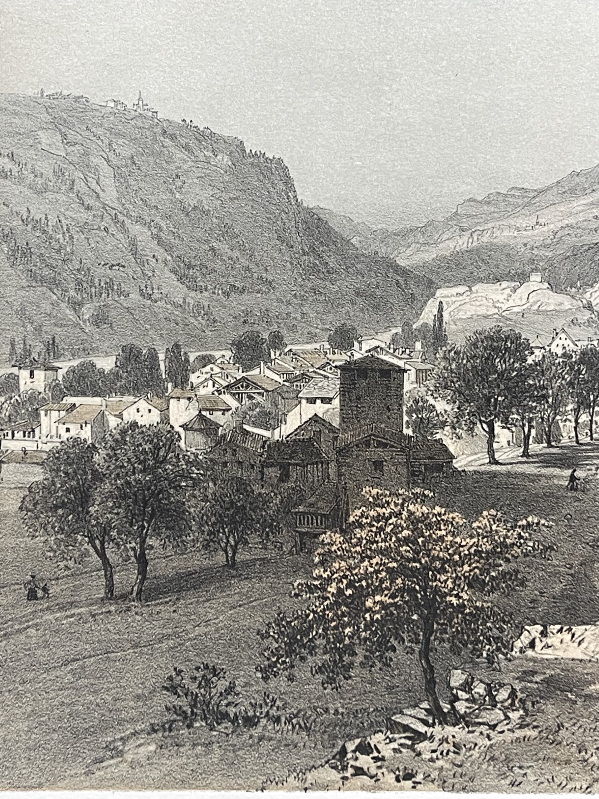 AIME Savoie Antique Lithograph 1864 Félix Benoist French Alps Village Landscape – Image 3