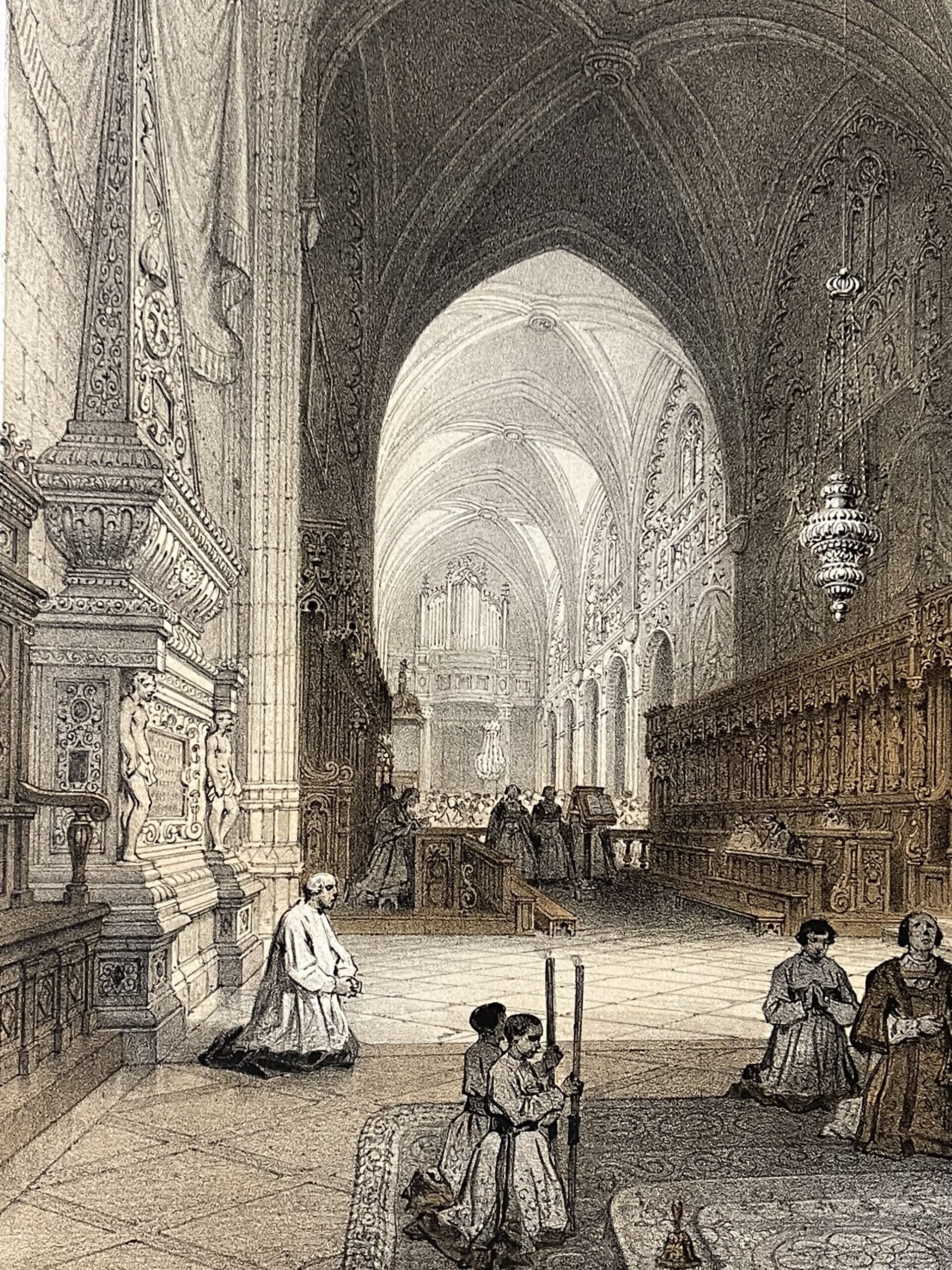 St Jean de Maurienne Cathedral Antique Lithograph 1864 Benoist France Savoie – Image 3