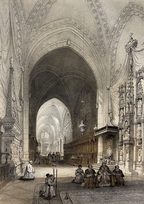 St Jean de Maurienne Cathedral Antique Lithograph 1864 Benoist France Savoie