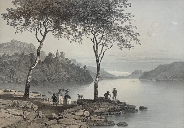 CHATILLON & LAKE BOURGET Antique Lithograph 1864 Félix Benoist Savoy Savoie