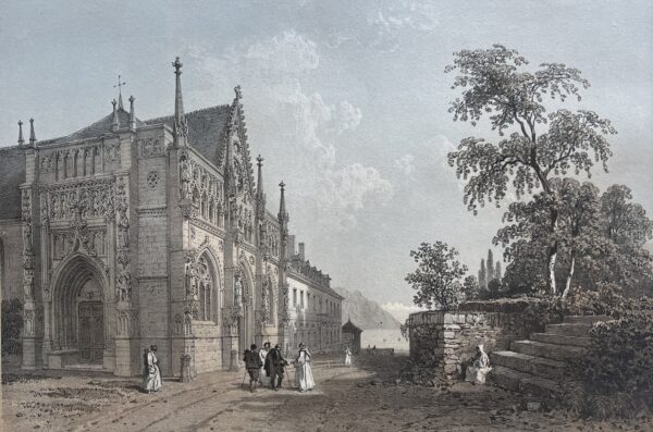 Antique Engraving Hautecombe Abbey Church France Alps 1864 Benoist Savoie