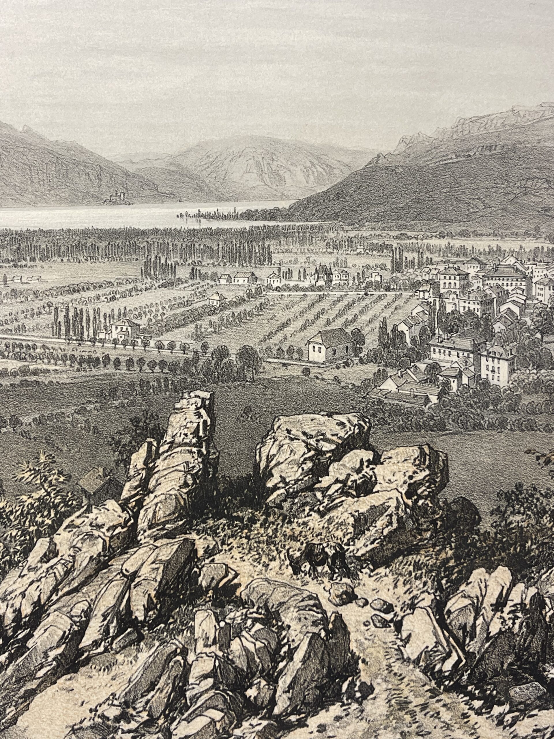 Aix-les-Bains Lake Bourget Antique Engraving 1864 Savoie France View – Image 5