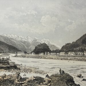 Aiguebelle Savoie Antique Engraving Alpine River View France 1864
