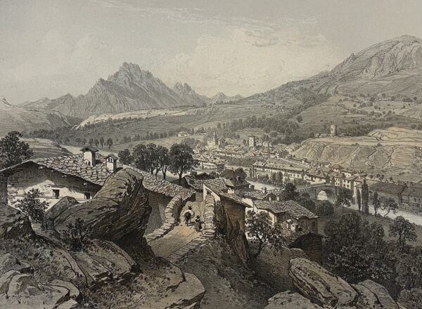 Saint Michel Savoie Antique Engraving Alpine Village France 1864