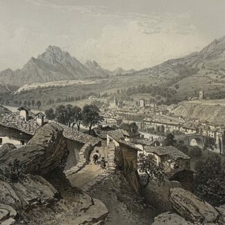 Saint Michel Savoie Antique Engraving Alpine Village France 1864