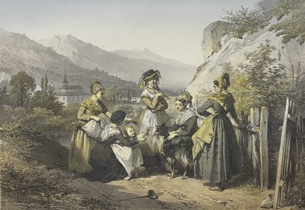 Savoy Costume St Maurice Antique Engraving France 19th France 1864 Savoie