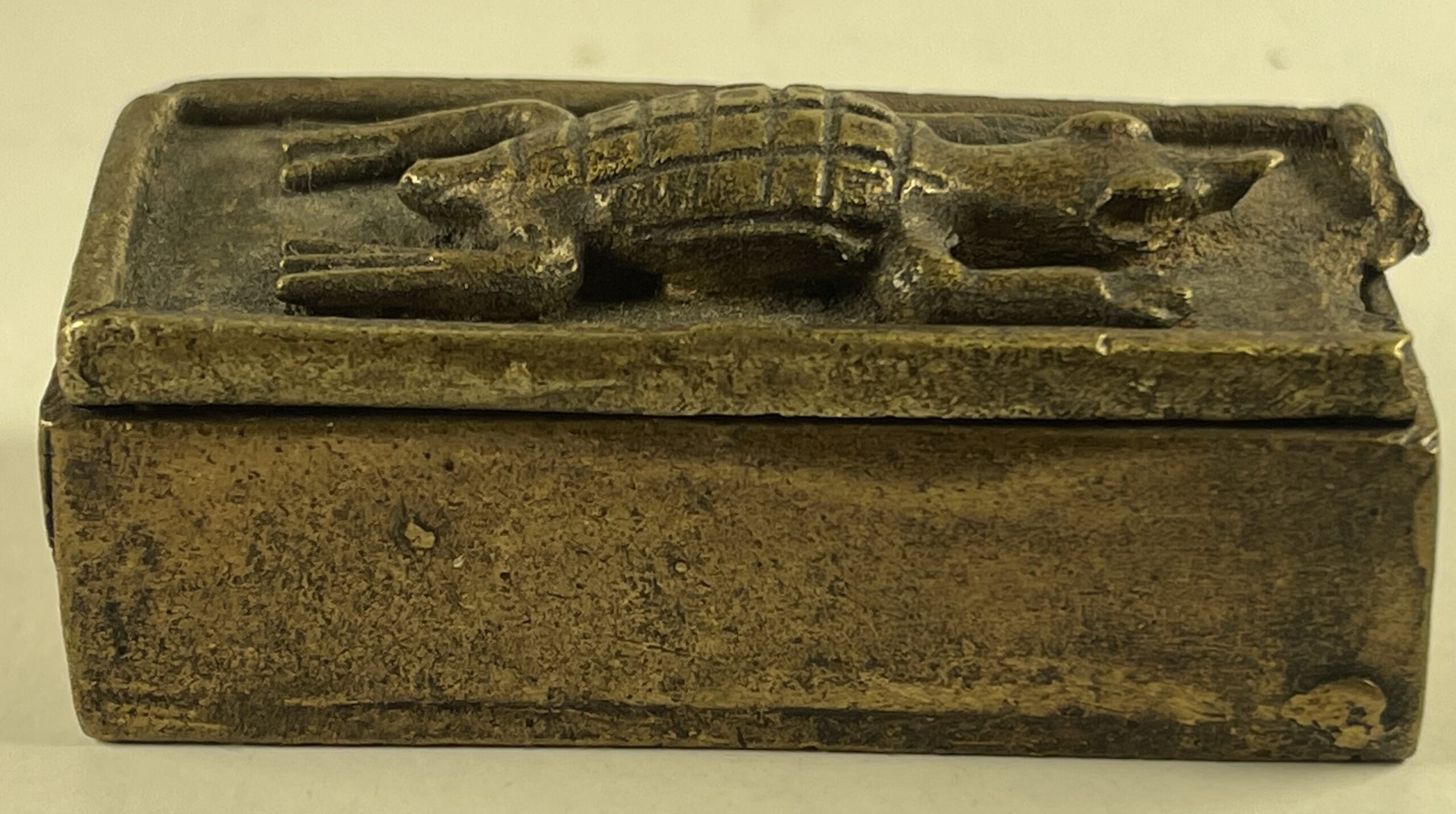 African Akan Style Bronze Gold Weight Box Crocodile Ghana Ashanti Tribal – Image 9