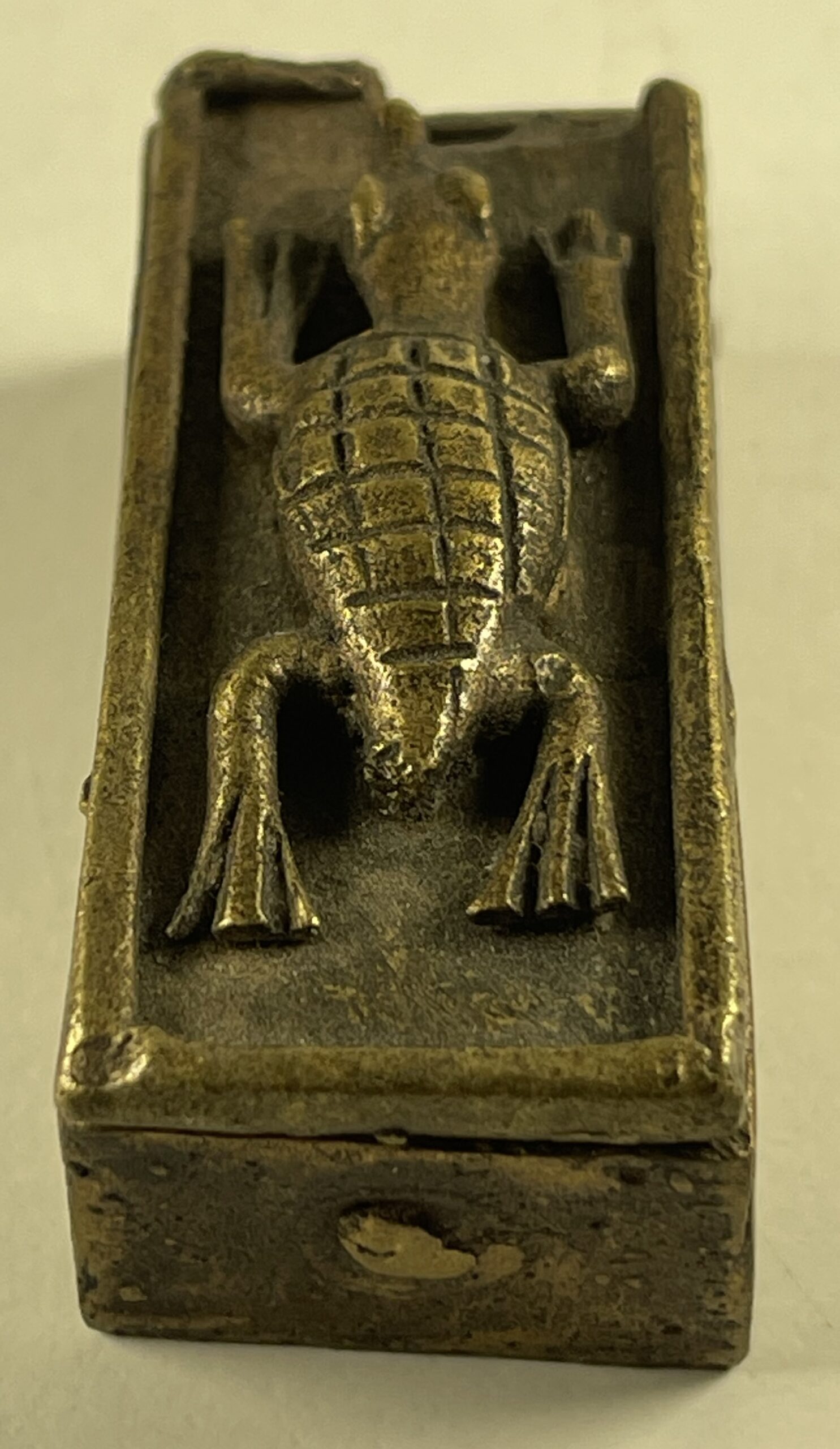 African Akan Style Bronze Gold Weight Box Crocodile Ghana Ashanti Tribal – Image 10