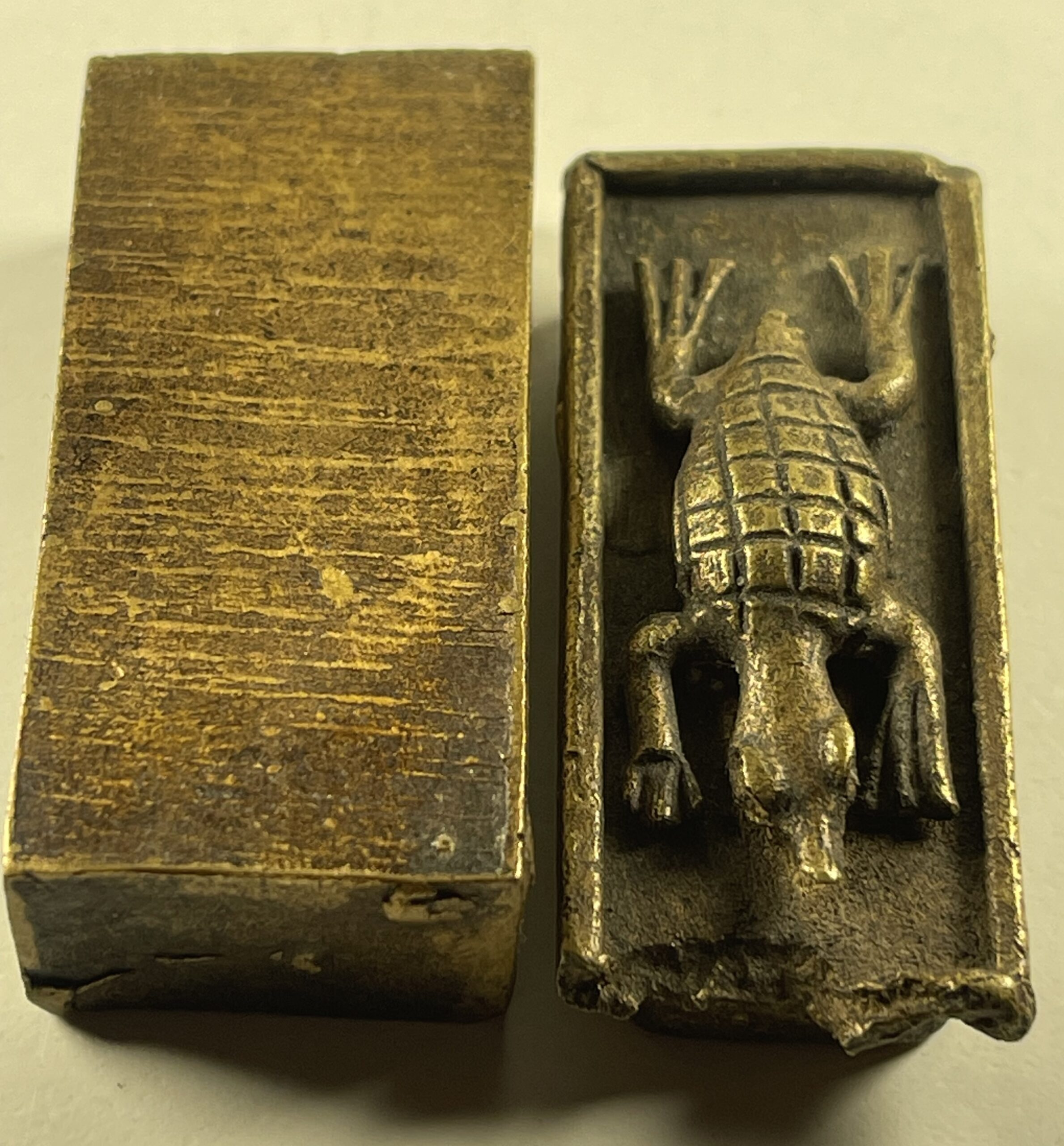 African Akan Style Bronze Gold Weight Box Crocodile Ghana Ashanti Tribal – Image 4