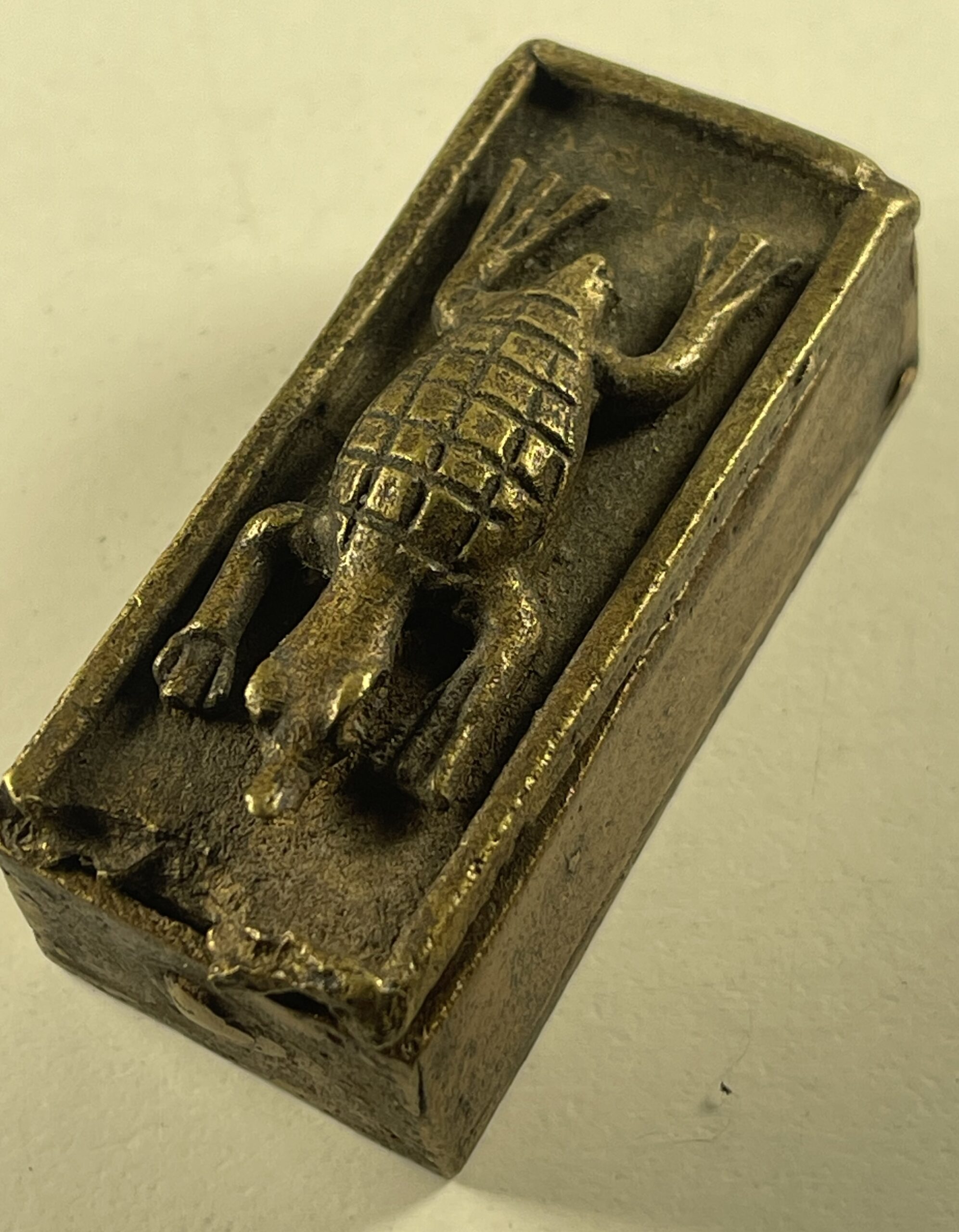 African Akan Style Bronze Gold Weight Box Crocodile Ghana Ashanti Tribal – Image 5