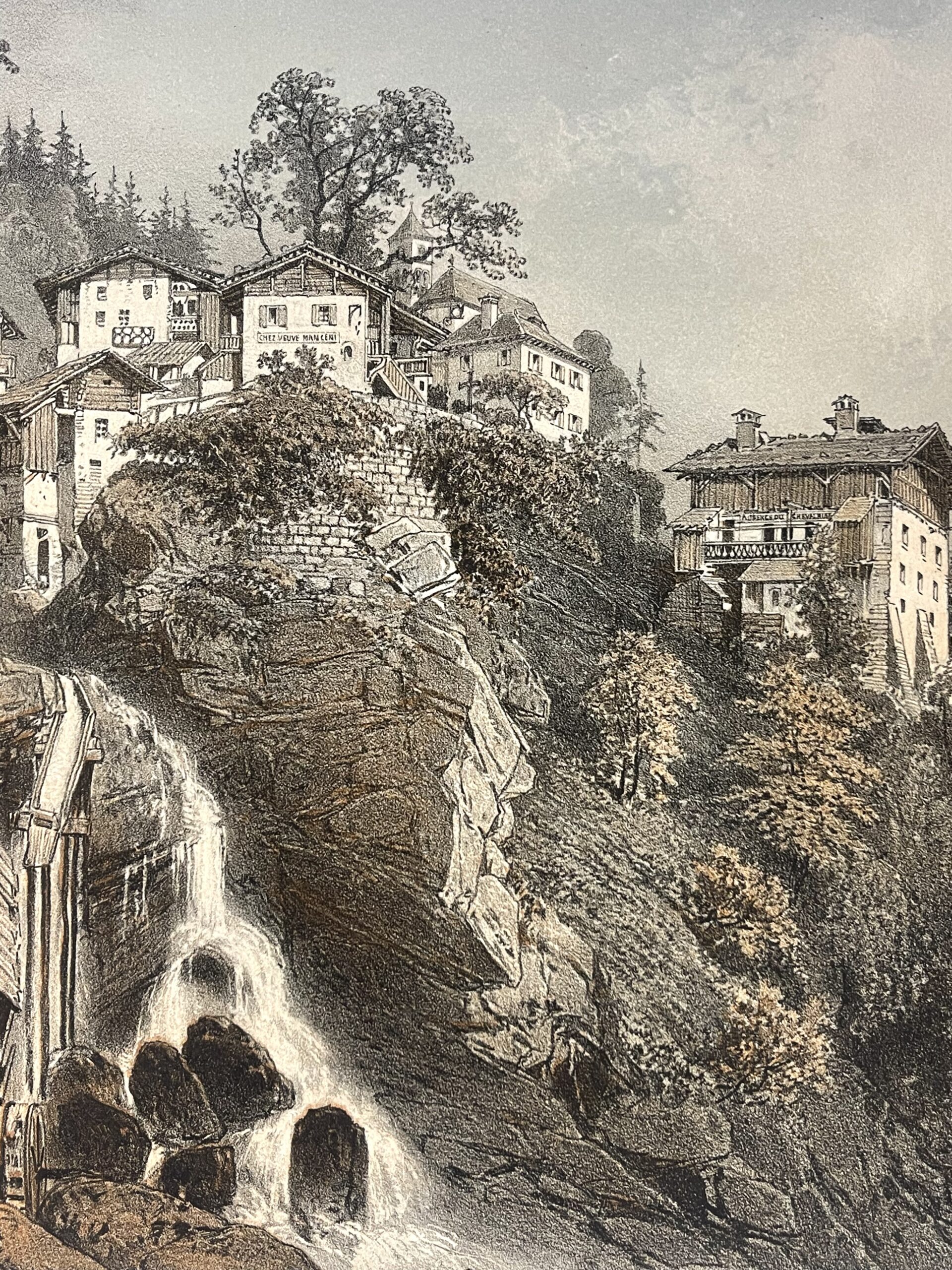 VILLAGE D’HERY près Ugines Savoie lithographie 1864 France Alpes – Image 3