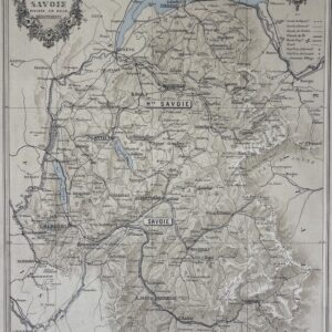 Carte LA SAVOIE DIVISEE EN DEUX DEPARTEMENTS lithographie 1864 France Alpes