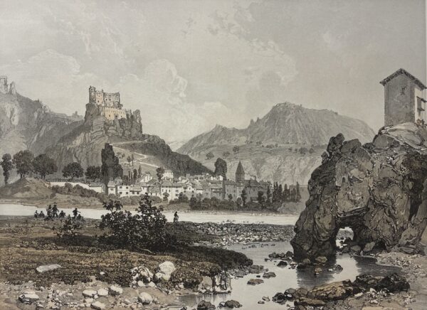 Guillaumes vallée du Var lithographie 1864 Alpes-Maritimes Provence France
