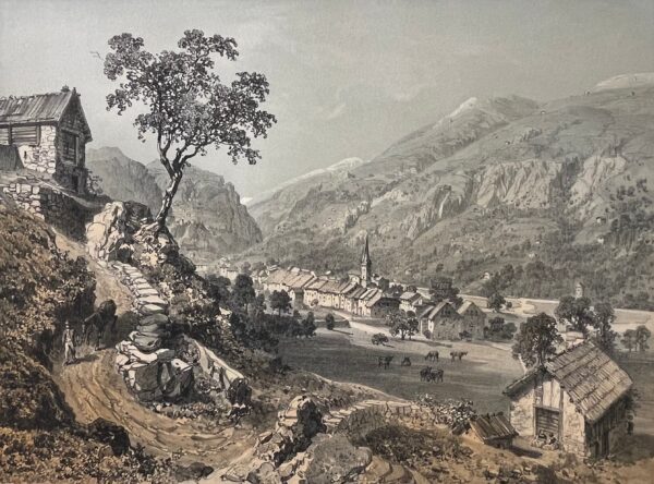 Saint-Étienne-de-Tinée lithographie 1864 Alpes-Maritimes Provence France