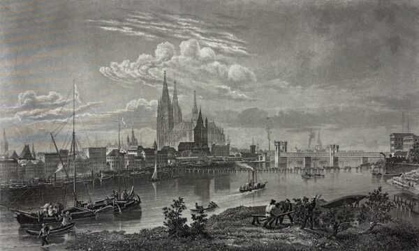 Allemagne Cologne Köln Rhénanie-du-Nord-Westphalie gravure 1880