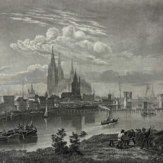Allemagne Cologne Köln Rhénanie-du-Nord-Westphalie gravure 1880