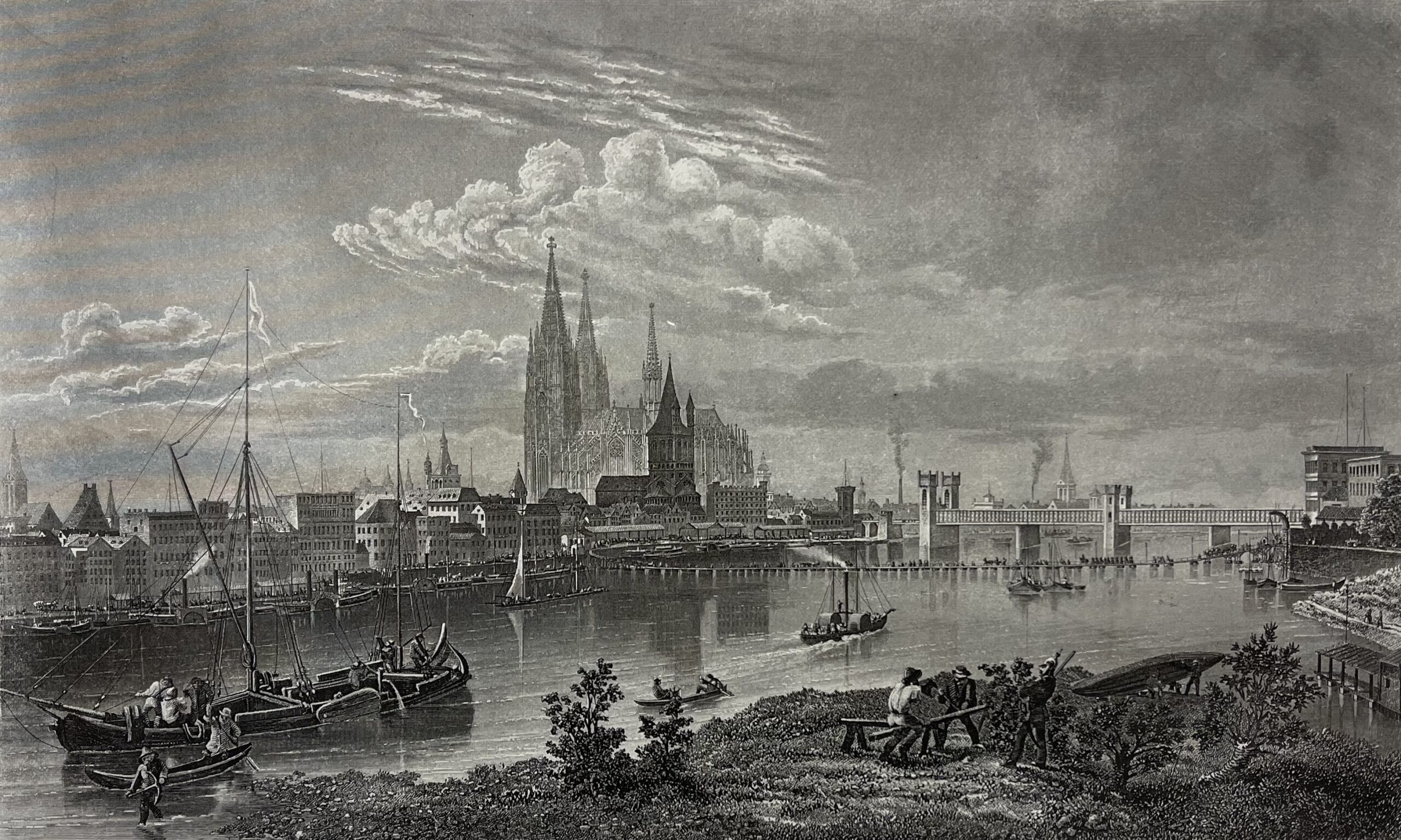 Allemagne Cologne Köln Rhénanie-du-Nord-Westphalie gravure 1880