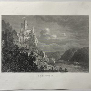 Allemagne Rheinstein Château sur le Rhin Rhénanie-Palatinat gravure 1880