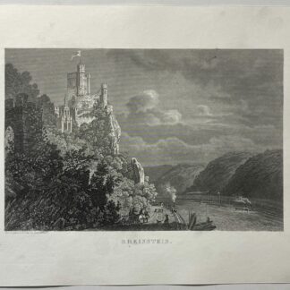 Allemagne Rheinstein Château sur le Rhin Rhénanie-Palatinat gravure 1880