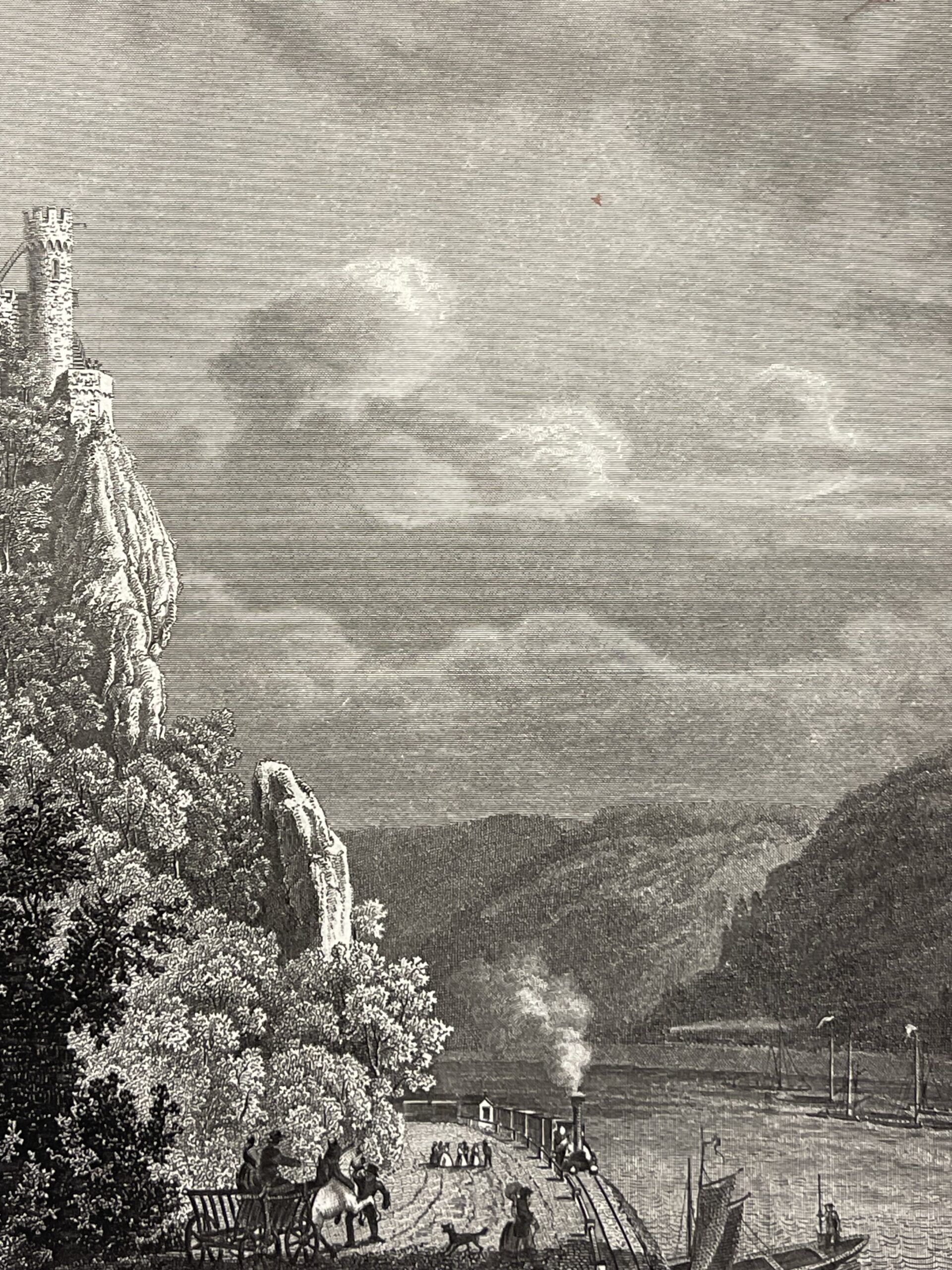 Allemagne Rheinstein Château sur le Rhin Rhénanie-Palatinat gravure 1880 – Image 3