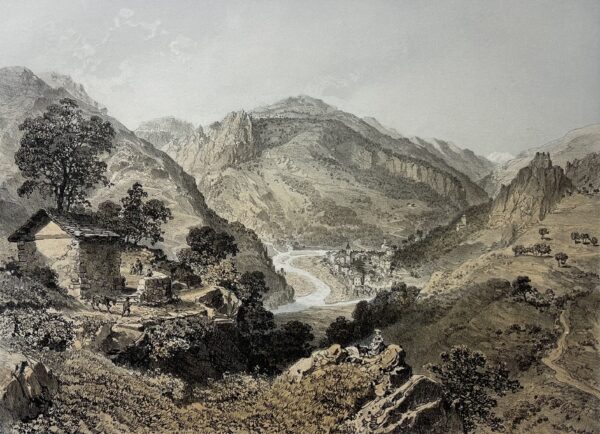 Saint-Sauveur-sur-Tinée lithographie 1864 Alpes-Maritimes Provence France