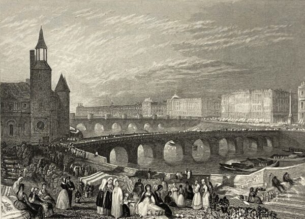 Paris W Turner Marché aux Fleurs et Pont au Change Graveur Radclyffe C 1833