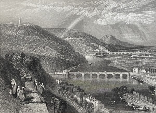 Paris W Turner Pont de Saint-Cloud France graveur Fisher C 1833