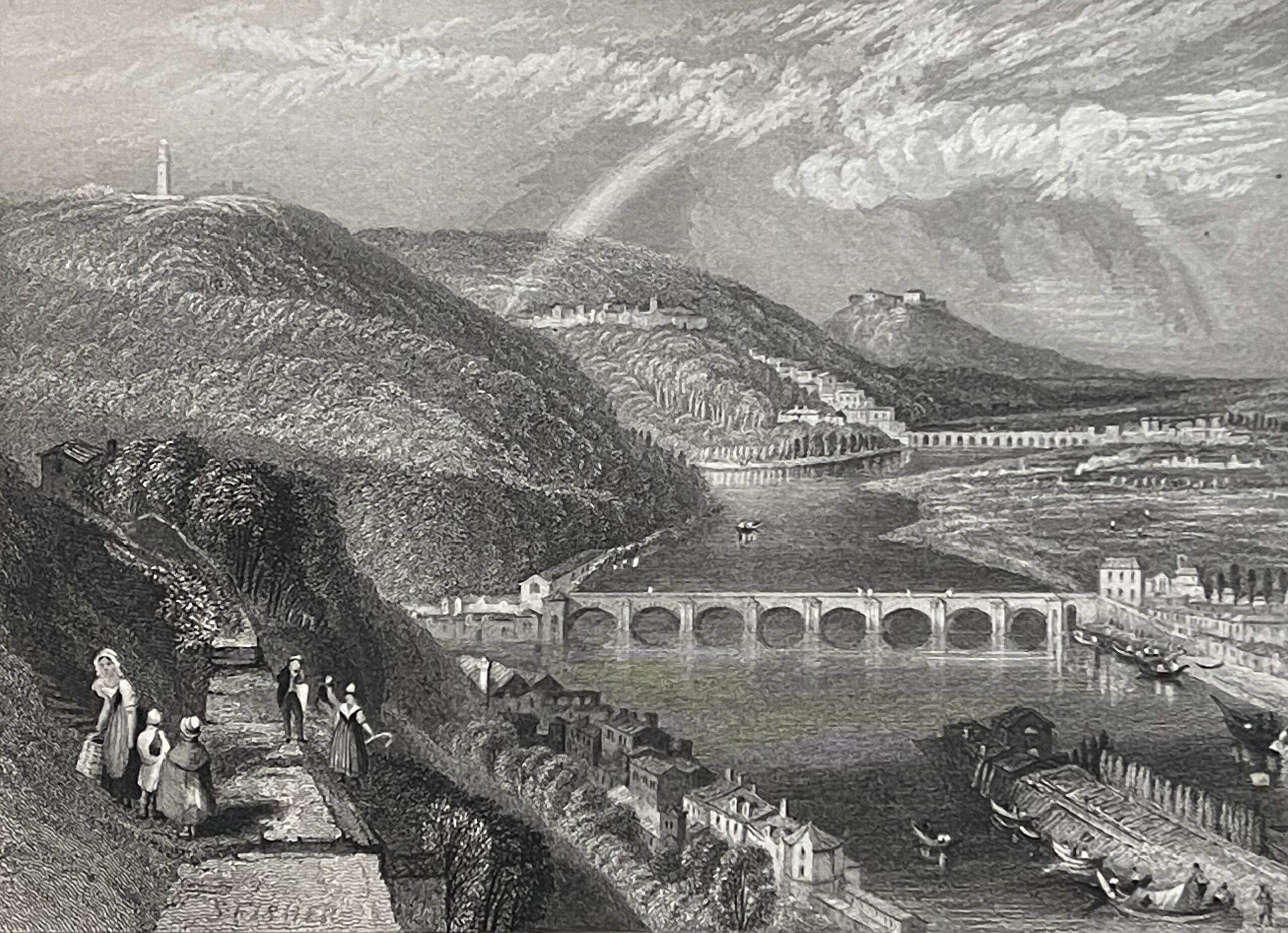 Paris W Turner Pont de Saint-Cloud France graveur Fisher C 1833