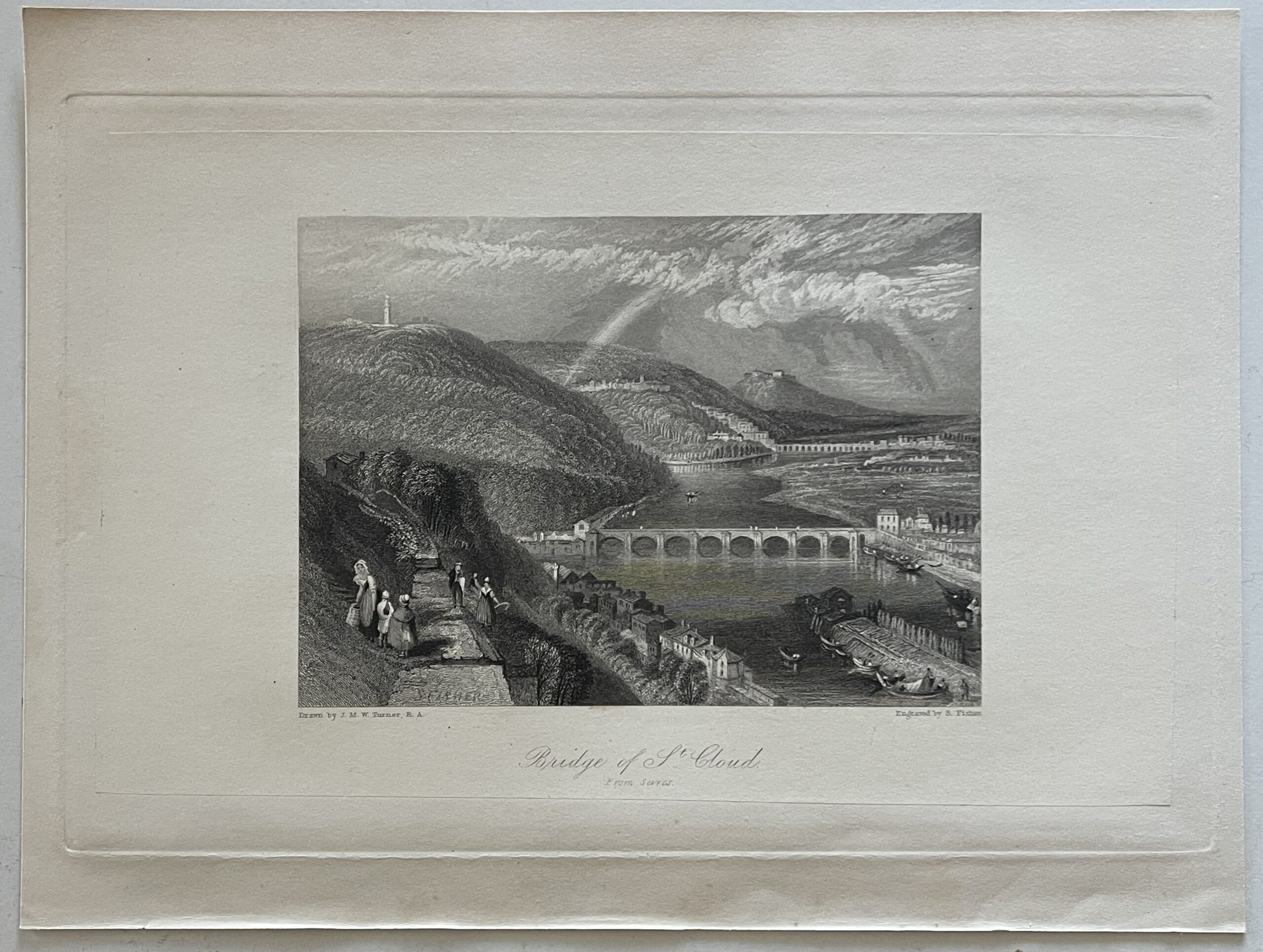 Paris W Turner Pont de Saint-Cloud France graveur Fisher C 1833 – Image 2