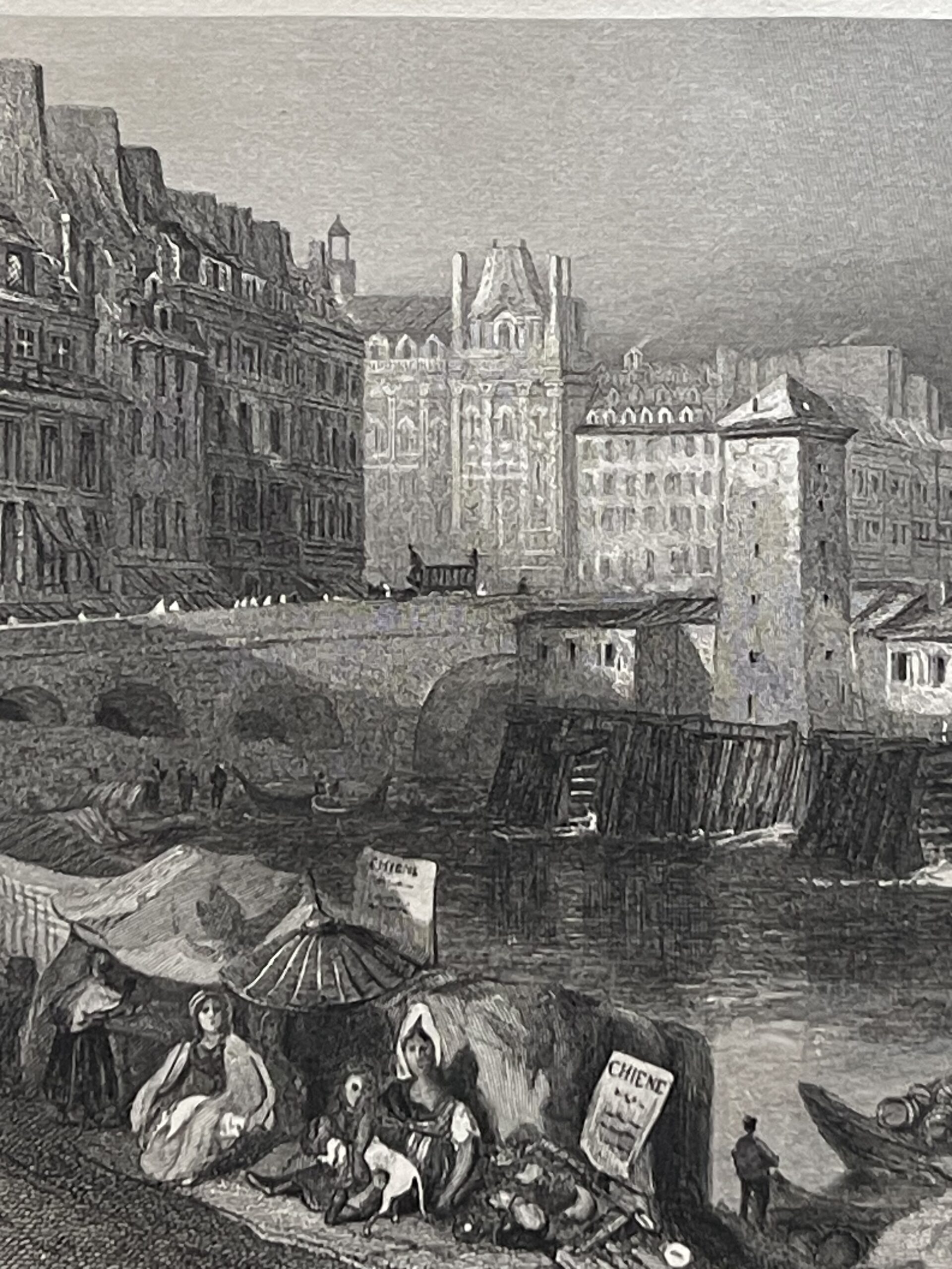 Paris Hôtel de Ville de Paris et pont d’ Arcole France graveur T. Jeavons C 1833 – Image 4