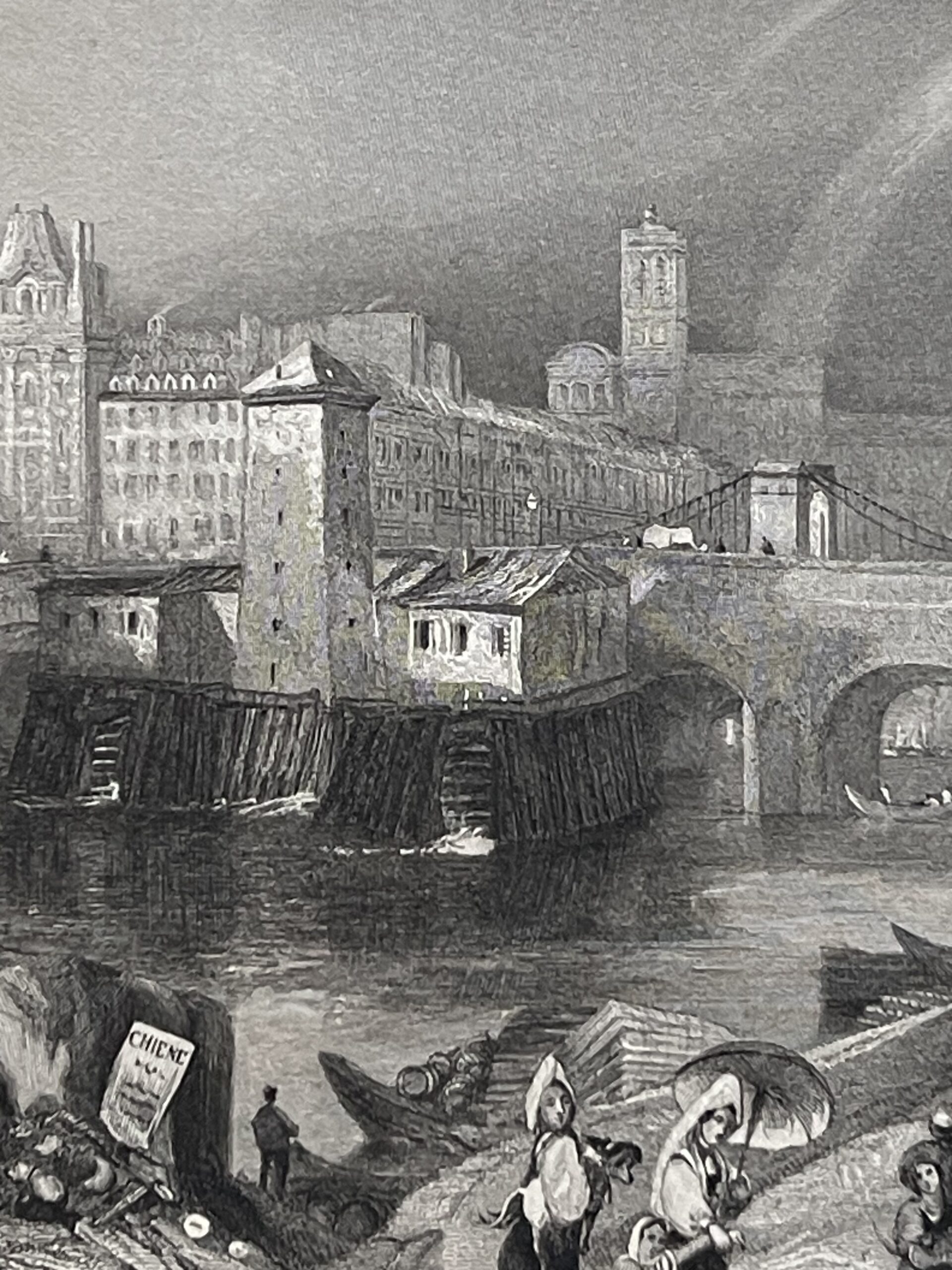 Paris Hôtel de Ville de Paris et pont d’ Arcole France graveur T. Jeavons C 1833 – Image 5