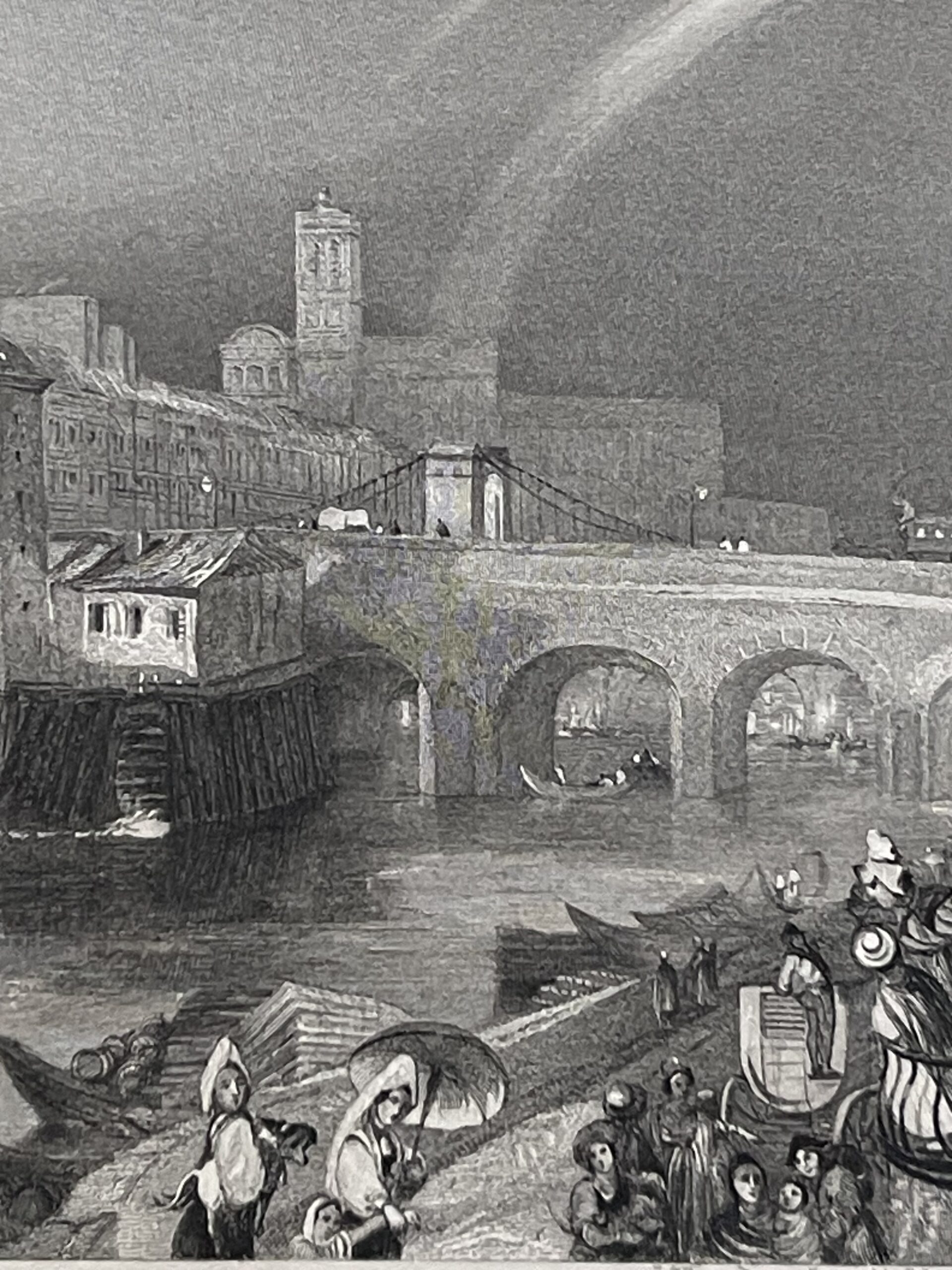 Paris Hôtel de Ville de Paris et pont d’ Arcole France graveur T. Jeavons C 1833 – Image 6