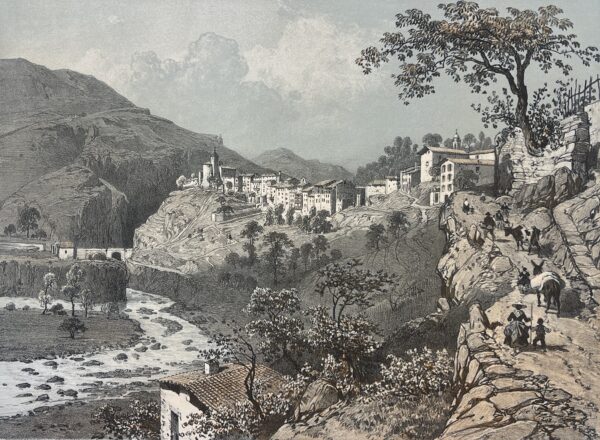 Lantosque Vallée de la Vésubie Alpes-Maritimes Lithographie Benoist 1864