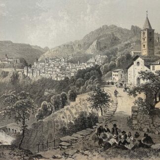 SAORGE Vallée de la Roya Alpes-Maritimes Lithographie Benoist 1864