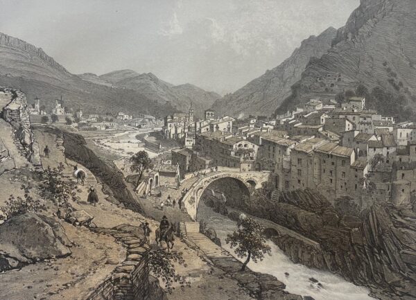 Breil-sur-Roya Vallée de la Roya Alpes-Maritimes Lithographie Benoist 1864