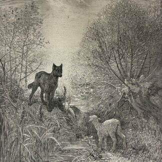 Le loup et l’agneau Gustave Doré Xylographie Fable de la Fontaine gravure 1866