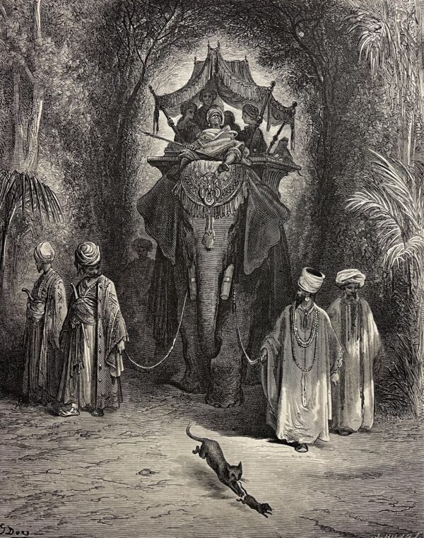 Le rat et l' Éléphant Gustave Doré Xylographie Fable la Fontaine 1868