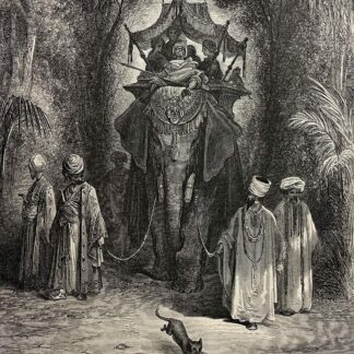 Le rat et l' Éléphant Gustave Doré Xylographie Fable la Fontaine 1868
