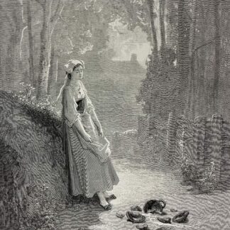 La laitière et le pot de lait Gustave Doré Xylographie Fable de la Fontaine 1868