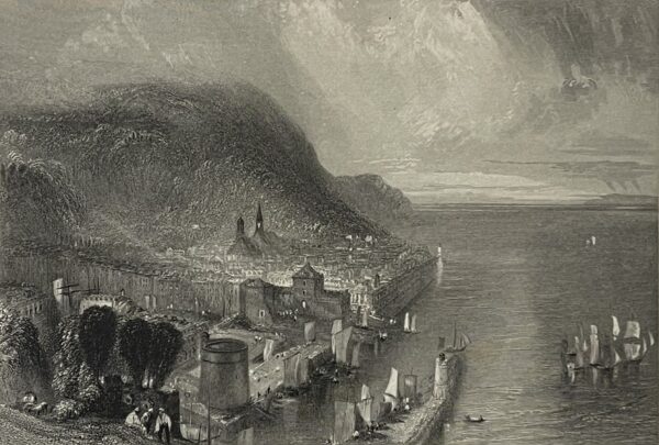 Honfleur d'après W Turner France graveur Cousen 1833 Calvados France Normandie