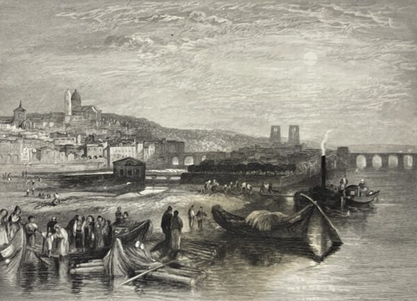 Melun d'après W Turner graveur Miller 1833 Seine-et-Marne France