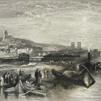Melun d'après W Turner graveur Miller 1833 Seine-et-Marne France