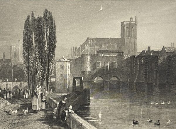 Troyes d'après W Turner graveur Armytage 1833 Aube France