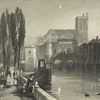 Troyes d'après W Turner graveur Armytage 1833 Aube France