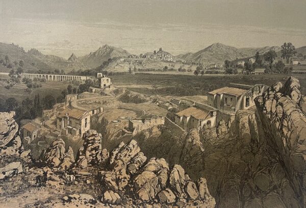 LEVENS Vue prise prés des Tanneries Lithographie 1864 Alpes-Maritimes France