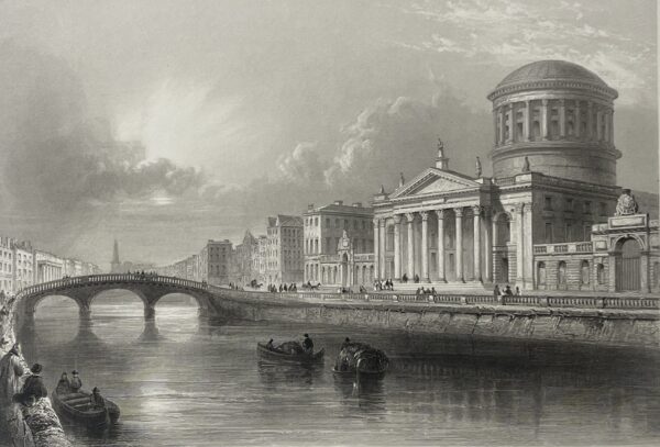 Irlande Dublin Four Courts d'après William Henry Bartlett c 1859