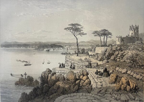 NICE Vue prise de l'extremité du Mont Boron Landscape Lithograph 1864